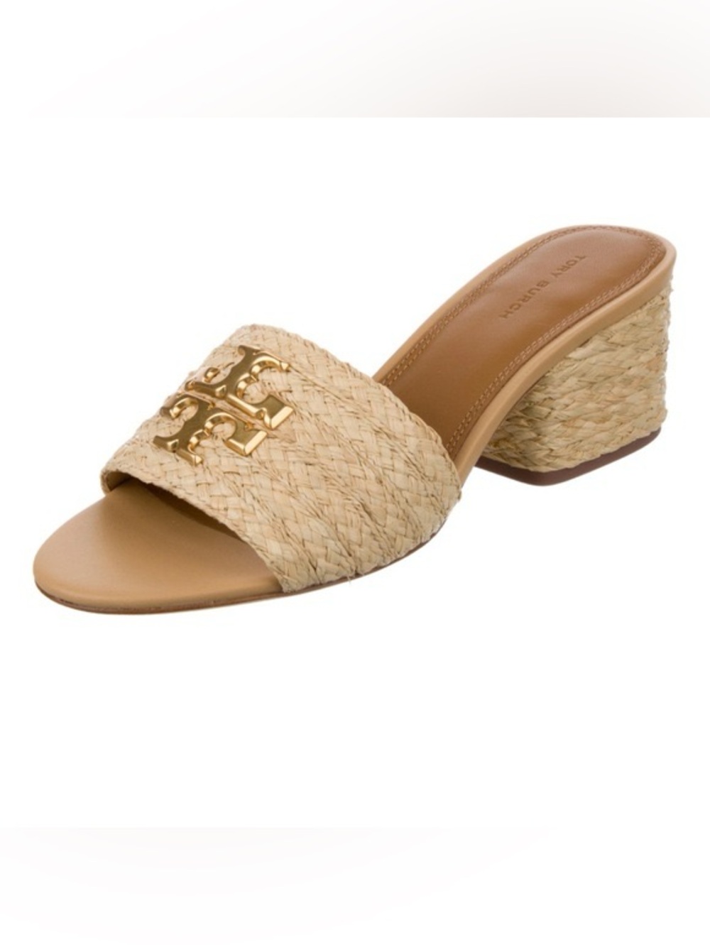 Tory Burch Everly Raffia Block Heel Sandals Size 6
